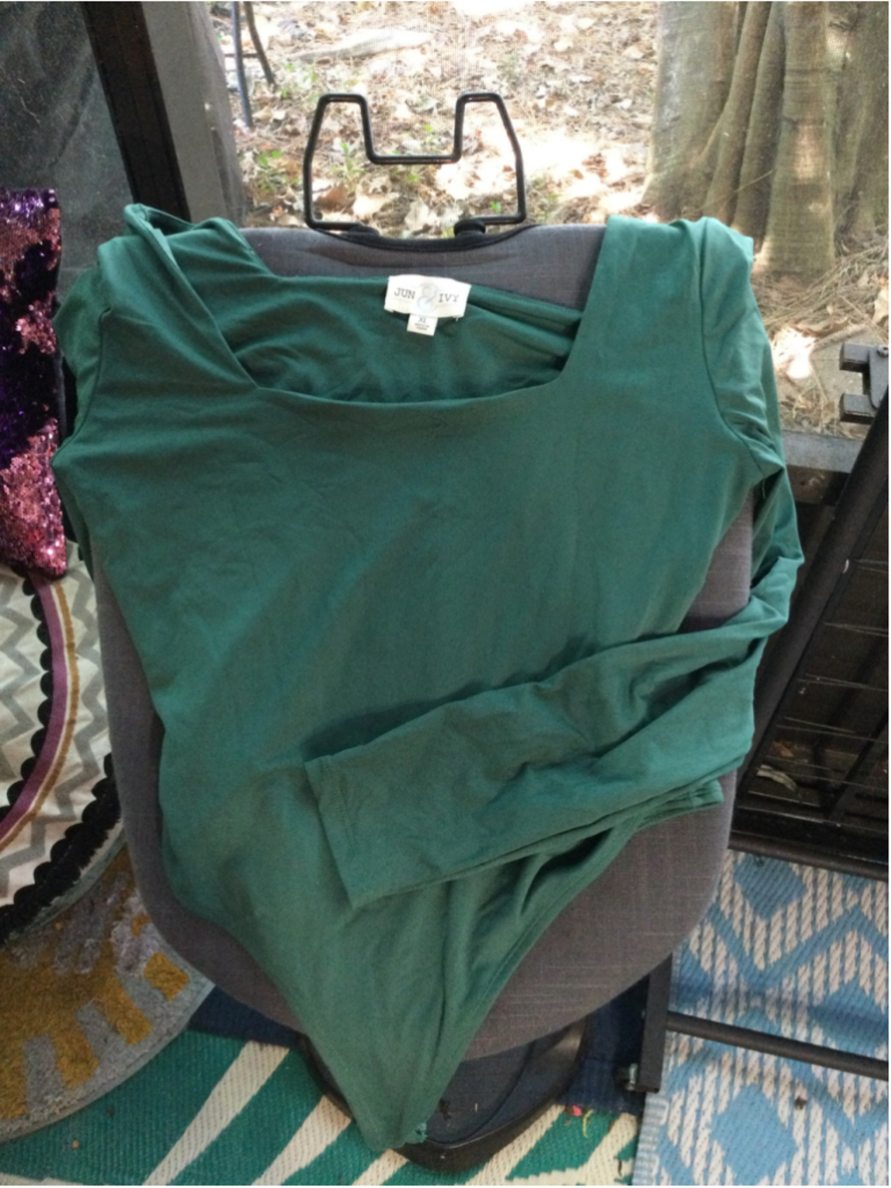 Women's Jun & Ivy Long Sleeve Tee, Green, Size XL
